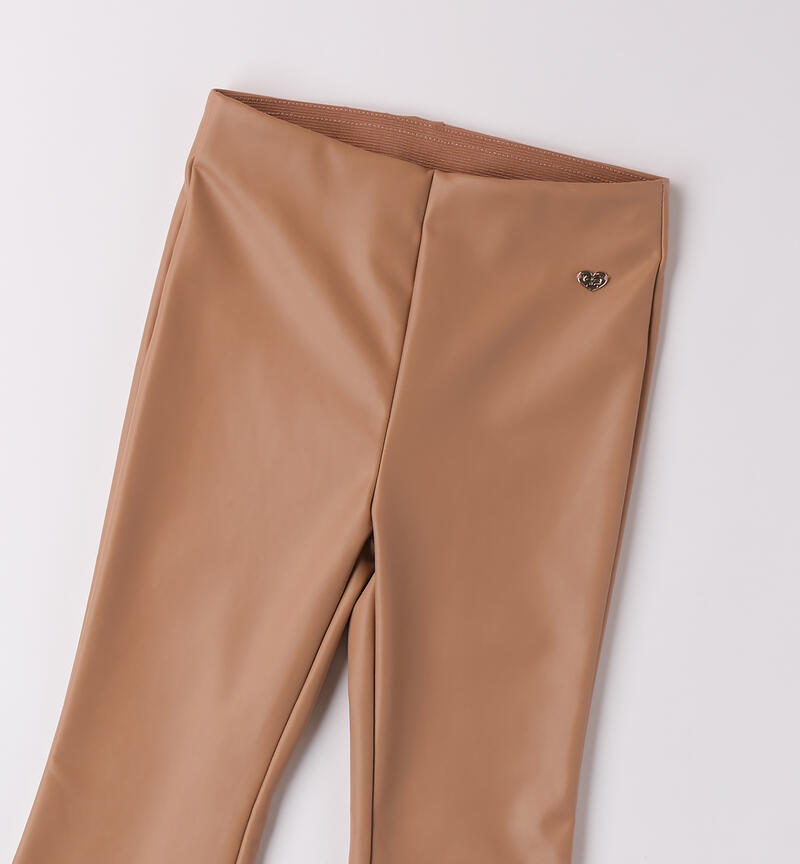 Pantaloni bambina tessuto lucido BISCUIT-0945