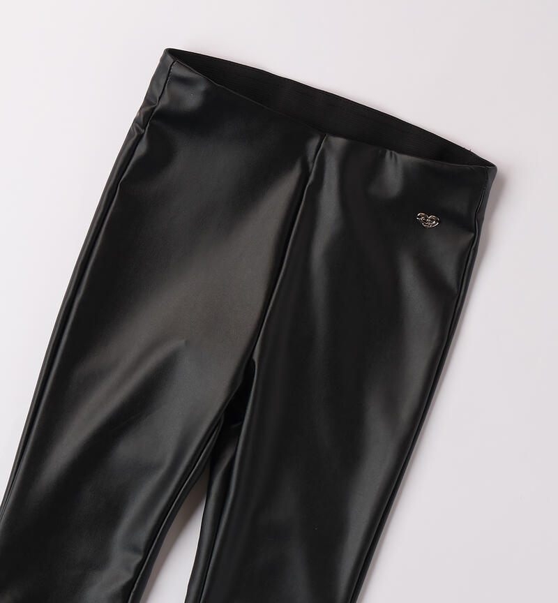 Shiny fabric pants for girls NERO-0658