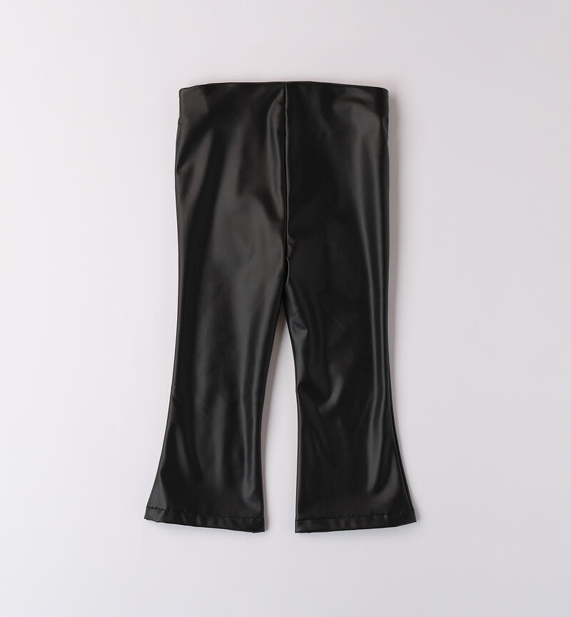 Shiny fabric pants for girls NERO-0658