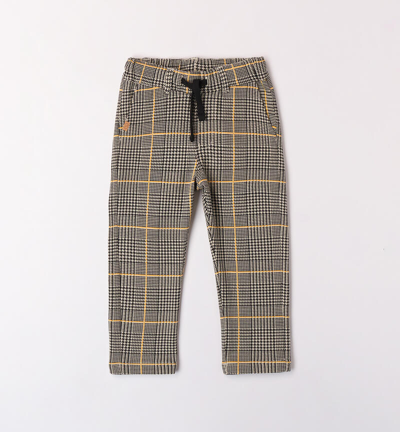 100% cotton pants for boys ECRU'-NERO-6AVB