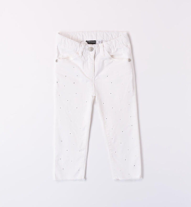 Girls' white trousers BIANCO-0113