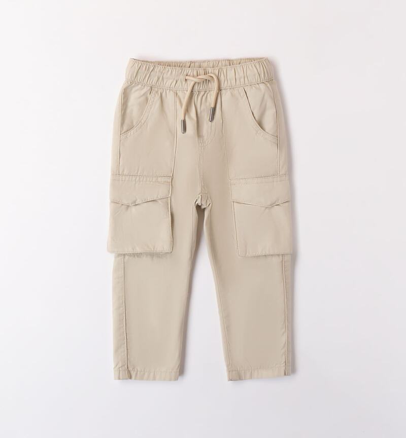 Boys' cargo trousers BEIGE-0435