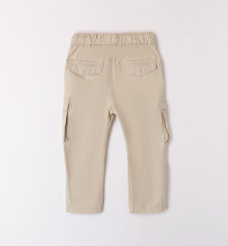 Boys' cargo trousers BEIGE-0435