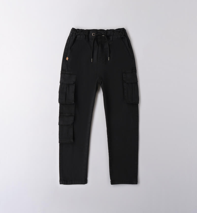 Pantaloni cargo ragazzo NERO-0658