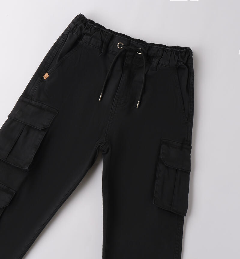 Pantaloni cargo ragazzo NERO-0658