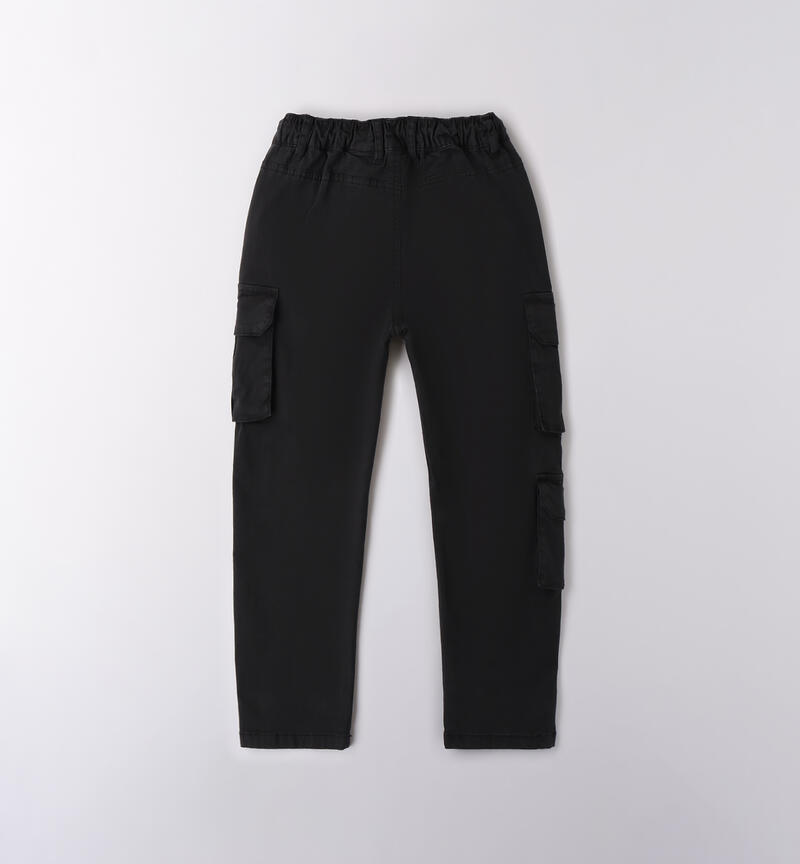 Pantaloni cargo ragazzo NERO-0658