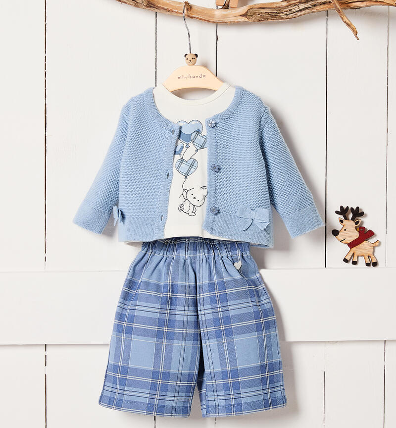 Wide pants for baby girl L.BLUE-3964