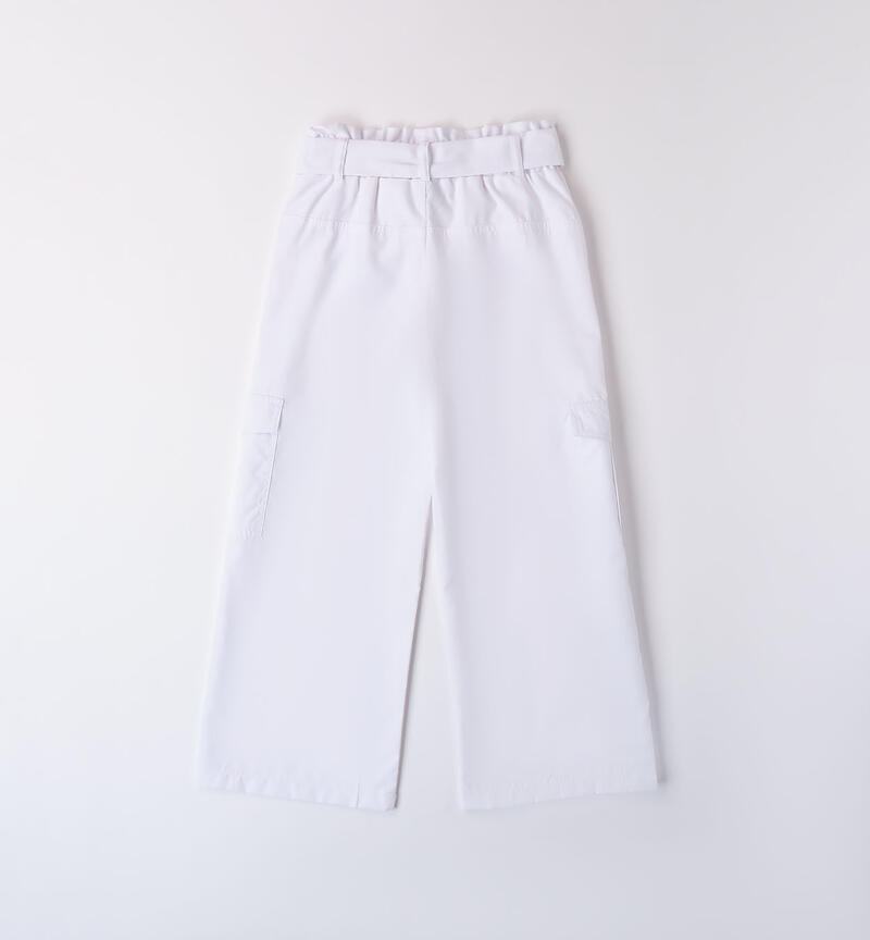 Pantaloni larghi ragazza BIANCO-0113