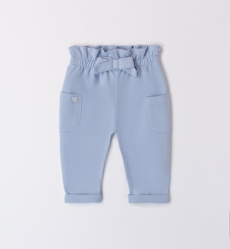 Pantaloni per bimba con fiocco AZZURRO-3661