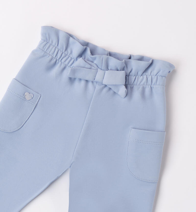 Pantaloni per bimba con fiocco AZZURRO-3661