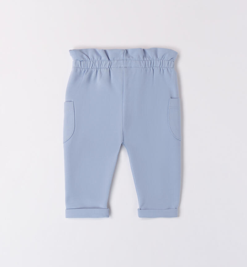 Pantaloni per bimba con fiocco AZZURRO-3661