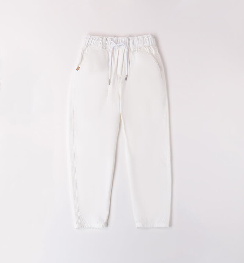 Boys' trousers in 100% cotton BIANCO-0113