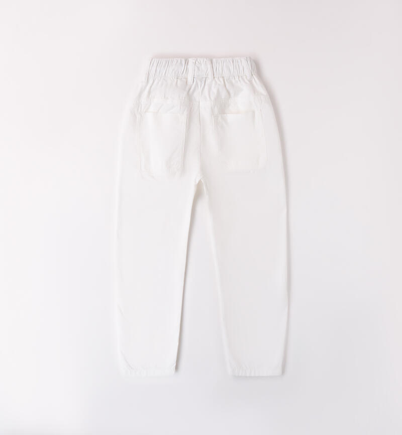 Boys' trousers in 100% cotton BIANCO-0113