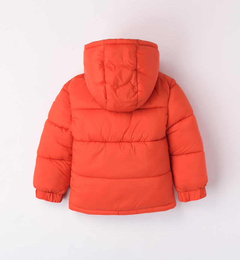 Sarabanda hooded down jacket for boys from 9 months to 8 years ARANCIO-1828