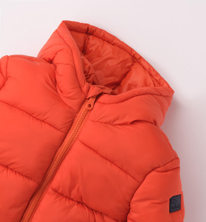 Sarabanda hooded down jacket for boys from 9 months to 8 years ARANCIO-1828