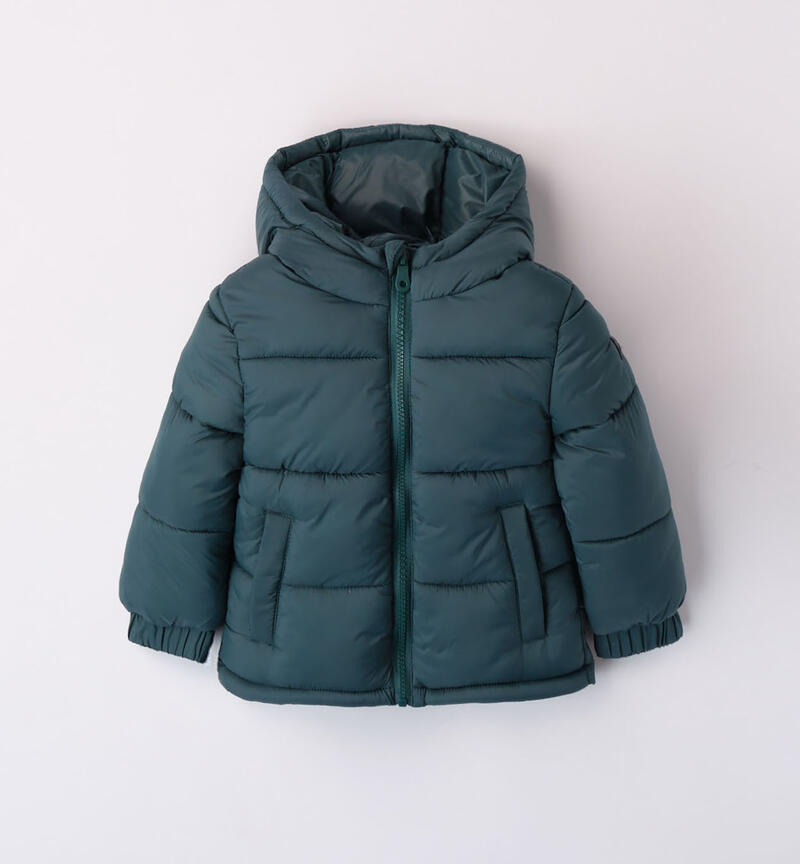 Sarabanda hooded down jacket for boys from 9 months to 8 years VERDE-4517