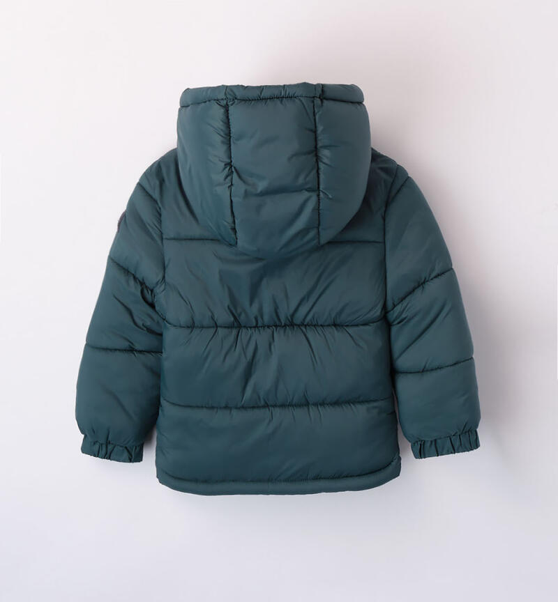 Sarabanda hooded down jacket for boys from 9 months to 8 years VERDE-4517