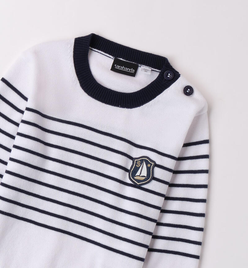 Boys' striped jumper BIANCO-0113