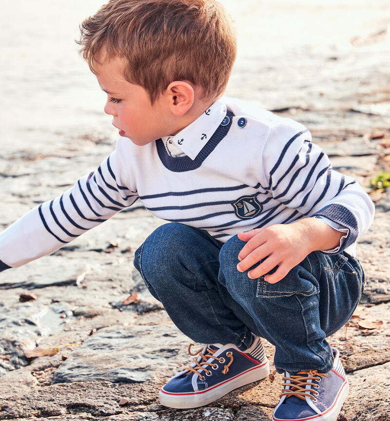 Boys' striped jumper BIANCO-0113