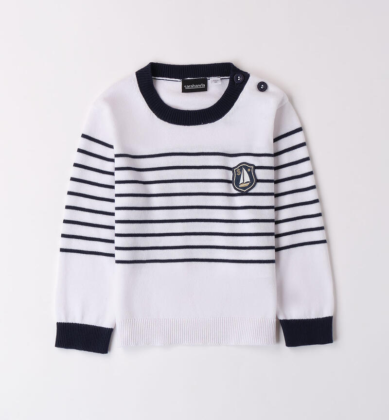 Pullover per bambino a righe BIANCO-0113