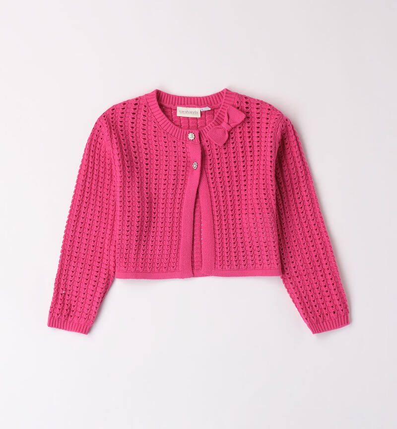 Girls' cropped cardigan  FUXIA-2445