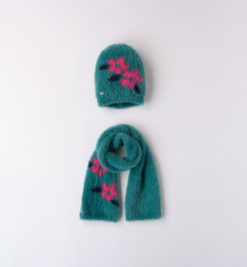 Scarf and hat for girls GREEN-4524