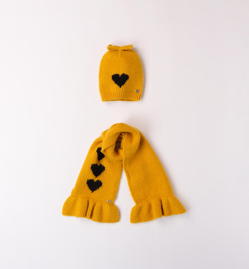 Scarf and hat for girls GIALLO-1616