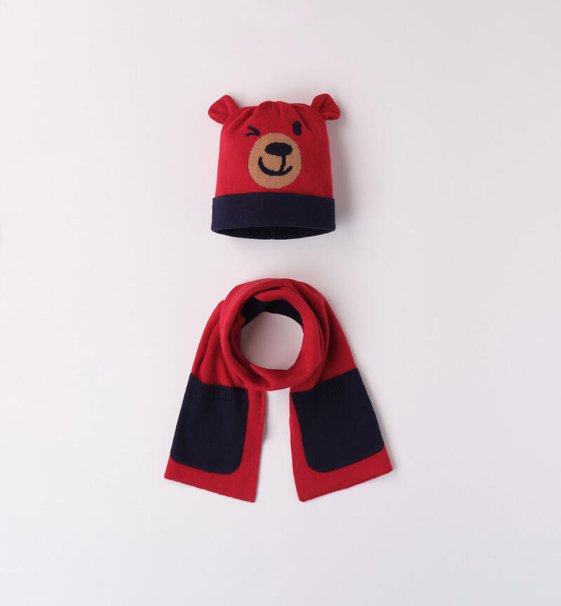 Set sciarpa con tasche e cappello per bambino da 9 mesi a 8 anni Sarabanda ROSSO-2259