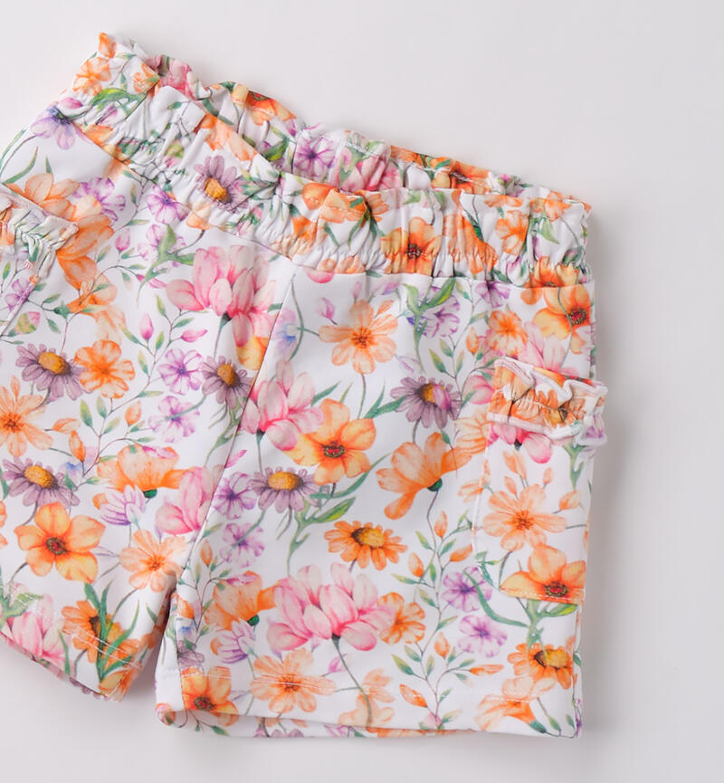 Shorts da bambina Sarabanda BIANCO-MULTICOLOR-6BLD