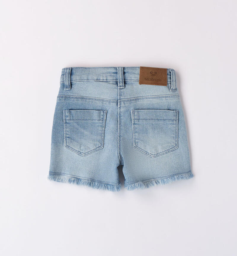 Shorts jeans bambina BLU CHIARO LAVATO-7310