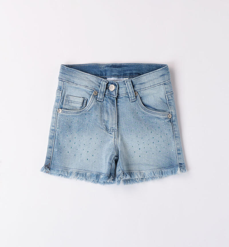 Shorts jeans bambina BLU CHIARO LAVATO-7310
