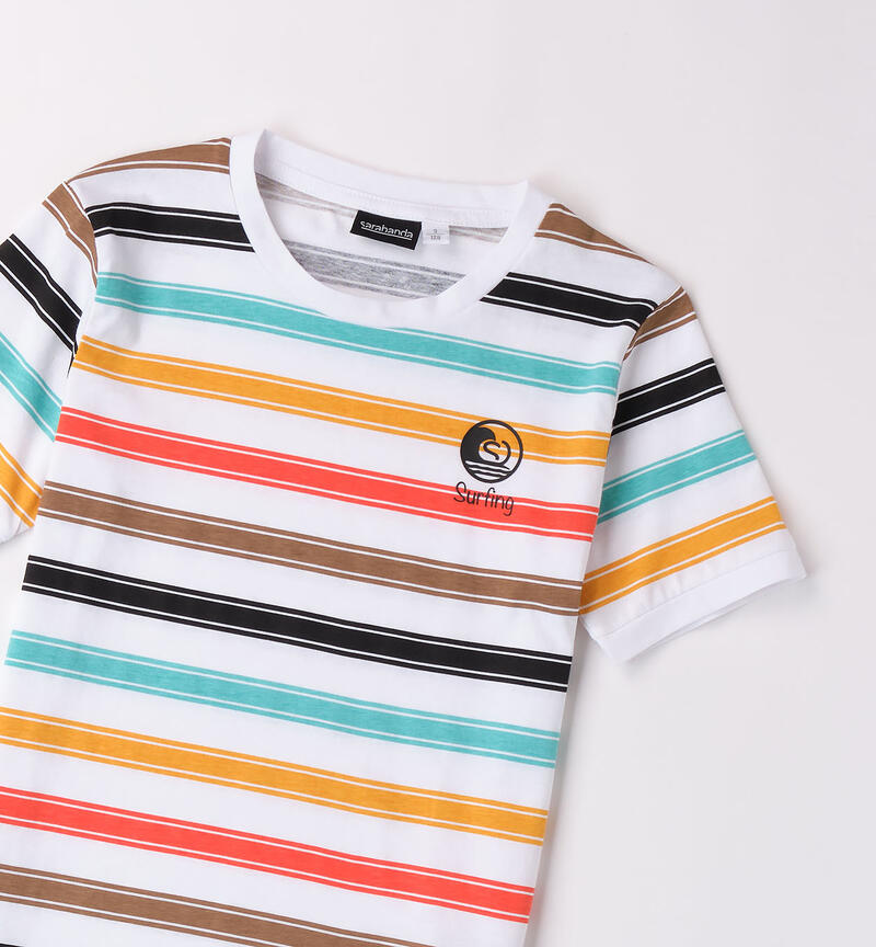 Boys' striped T-shirt BIANCO-MULTICOLOR-6ALC