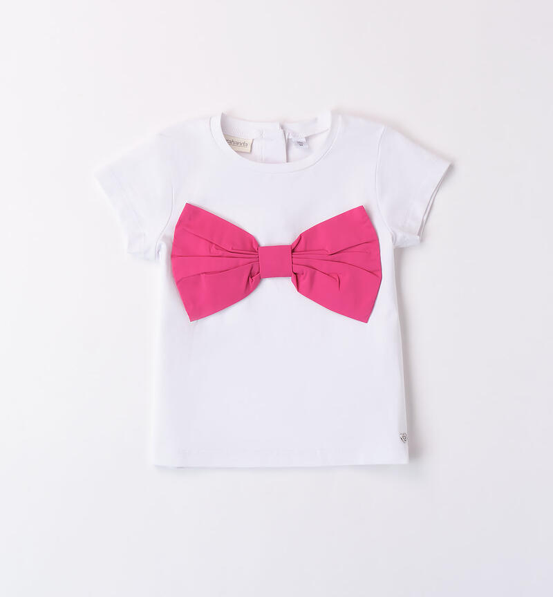 Girls' T-shirt with bow FUXIA-2445