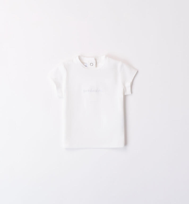 T-shirt for girls with Minibanda logo BIANCO-0113