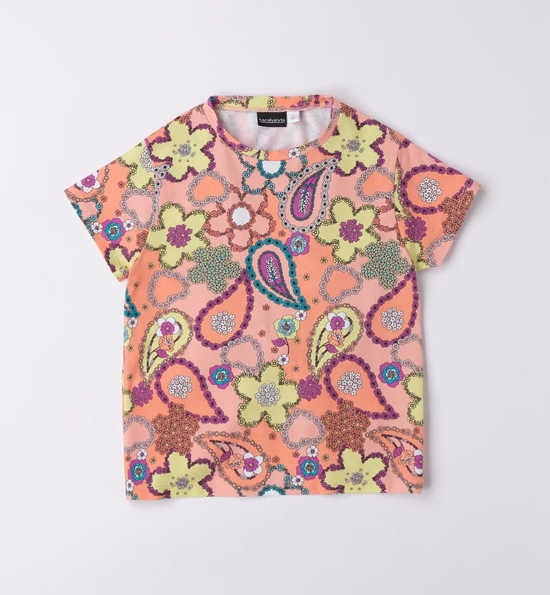 T-shirt colorata ragazza da 8 a 16 anni Sarabanda BIANCO-MULTICOLOR-6VU2