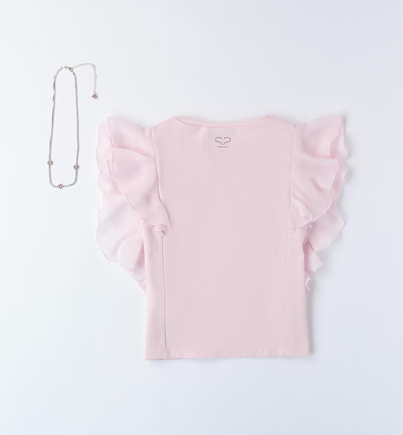 T-shirt with necklace PINK-2714