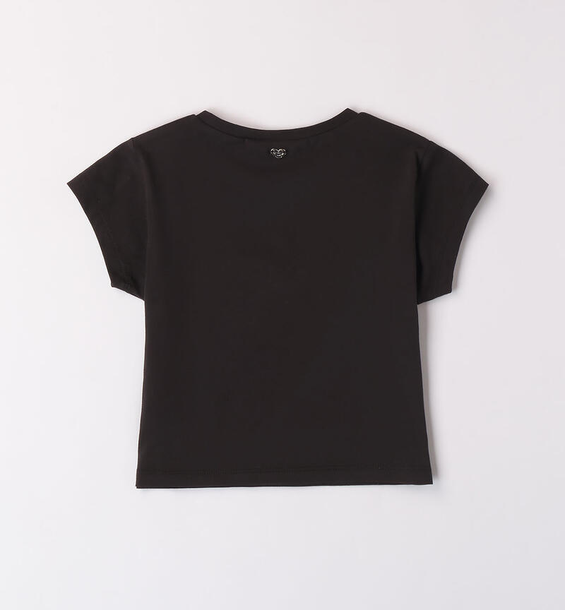 T-shirt crop per ragazza NERO-0658