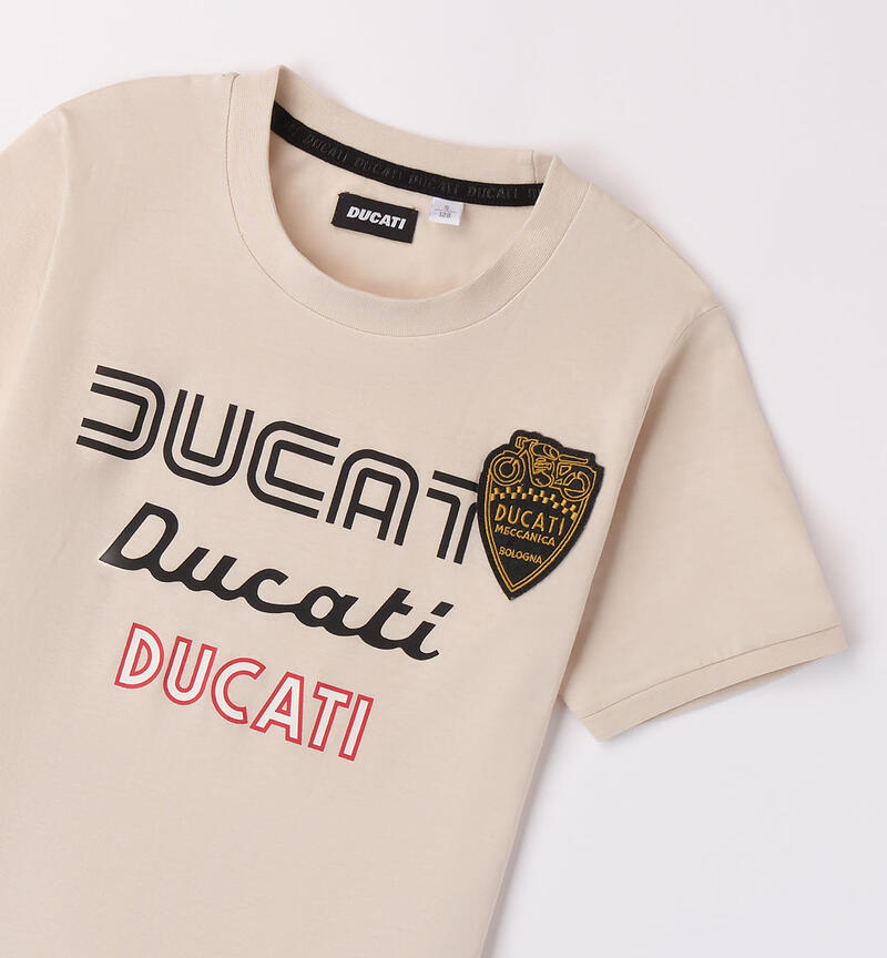 Ducati T-shirt for boys in 100% cotton ECRU'-0164