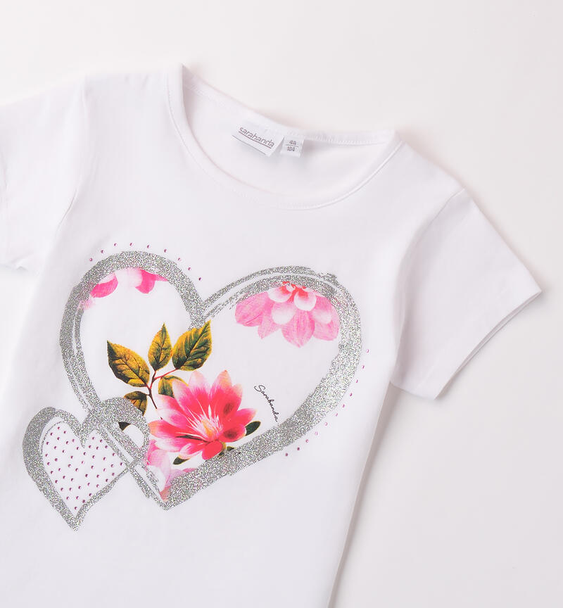 T-shirt per bambina Sarabanda BIANCO-0113