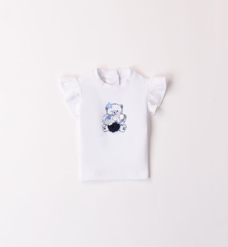 T-shirt per bimba con ruches BIANCO-0113