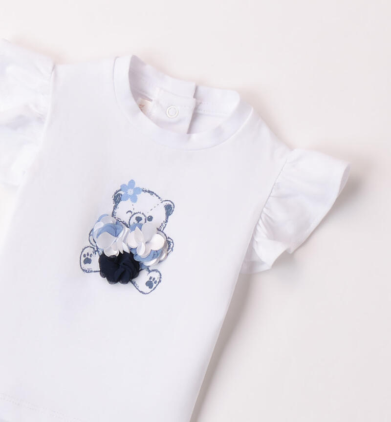 T-shirt per bimba con ruches BIANCO-0113