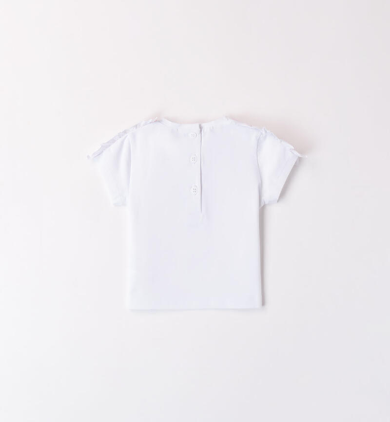 T-shirt per bimba con ruches BIANCO-0113