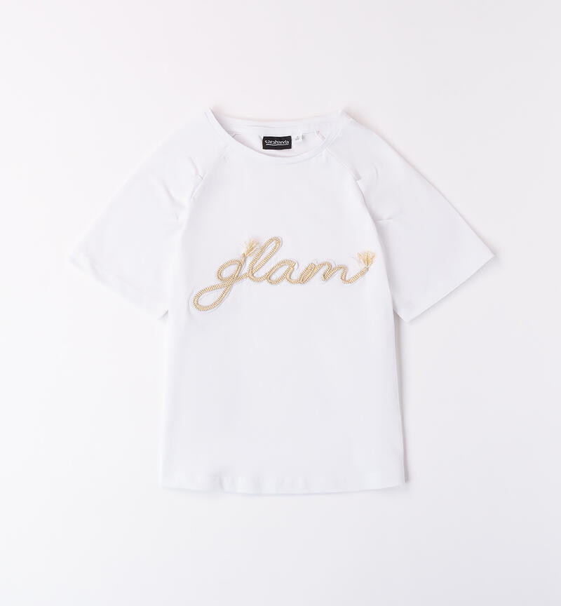 T-shirt with lettering for girls BIANCO-0113