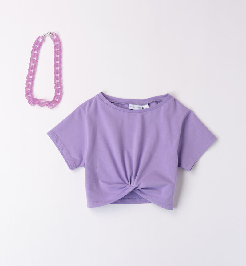 Girls' T-shirt with necklace GLICINE-3414