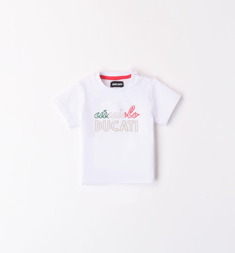 Ducati T-shirt with Italian tricolore flag print for boys BIANCO-0113