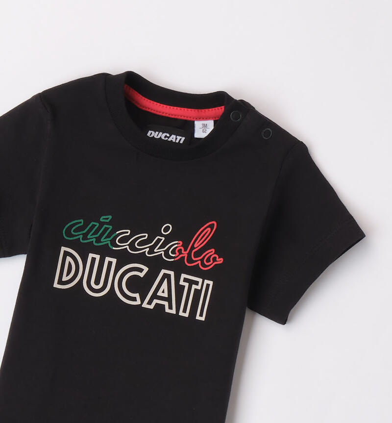 Ducati T-shirt with Italian tricolore flag print for boys NERO-0658