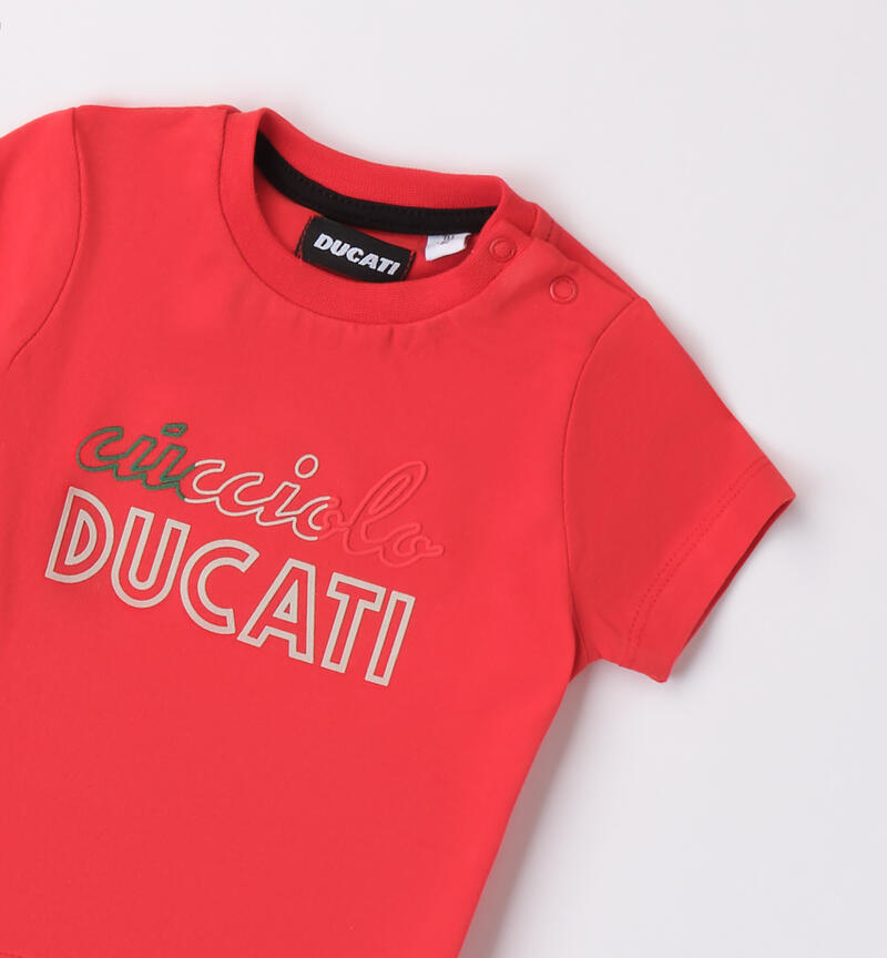 Ducati T-shirt with Italian tricolore flag print for boys ROSSO-2236