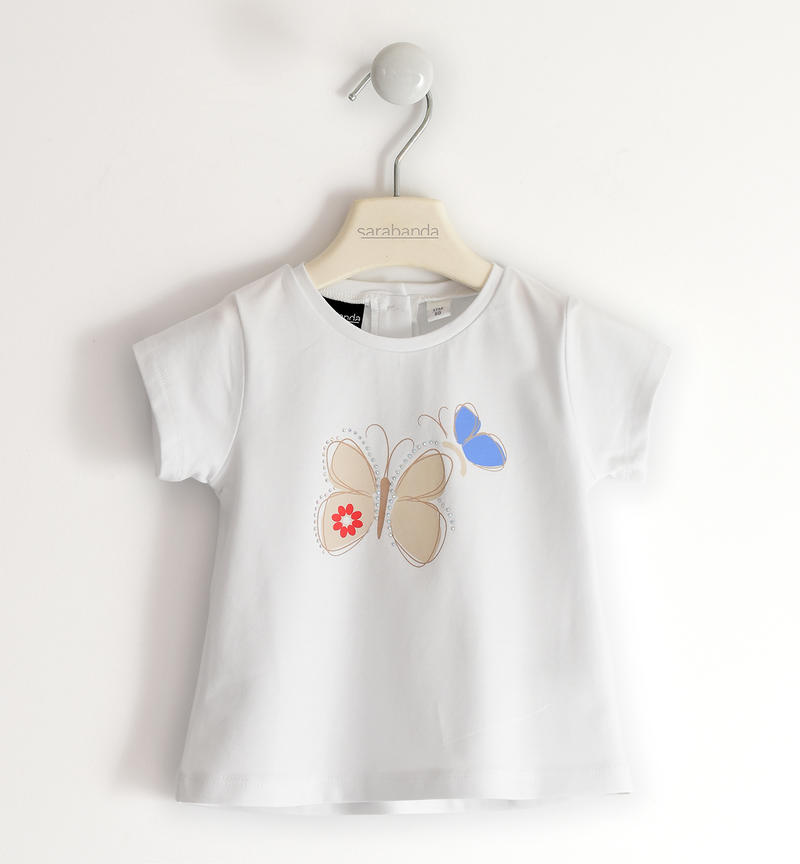 T-shirt bambina farfalle da 9 mesi a 8 anni Sarabanda BIANCO-0113