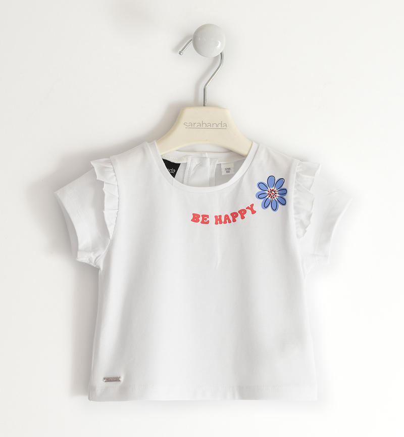 T-shirt bambina ruches da 9 mesi a 8 anni Sarabanda BIANCO-0113