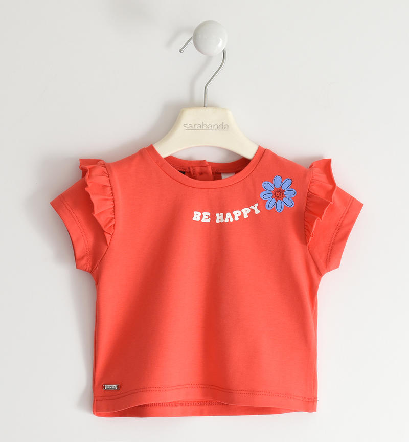 T-shirt bambina ruches da 9 mesi a 8 anni Sarabanda ROSSO-2152